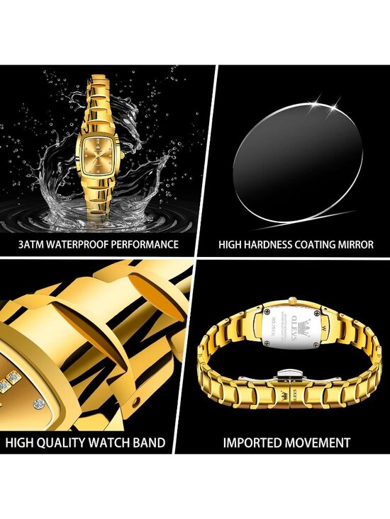 Women\'s Gold Ceramic Diamond Chronograph Waterproof Casual Ladies Wrist Watch main image 5